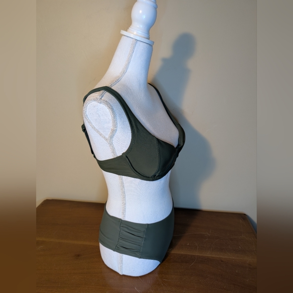 Kona Sol Ruched Army Green Bikini - Small Top, Medium Bottom - Picture 7 of 13